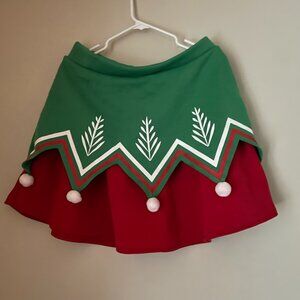 Green Zip Hoodie, Skirt & Striped Leggings Elf Costume Set